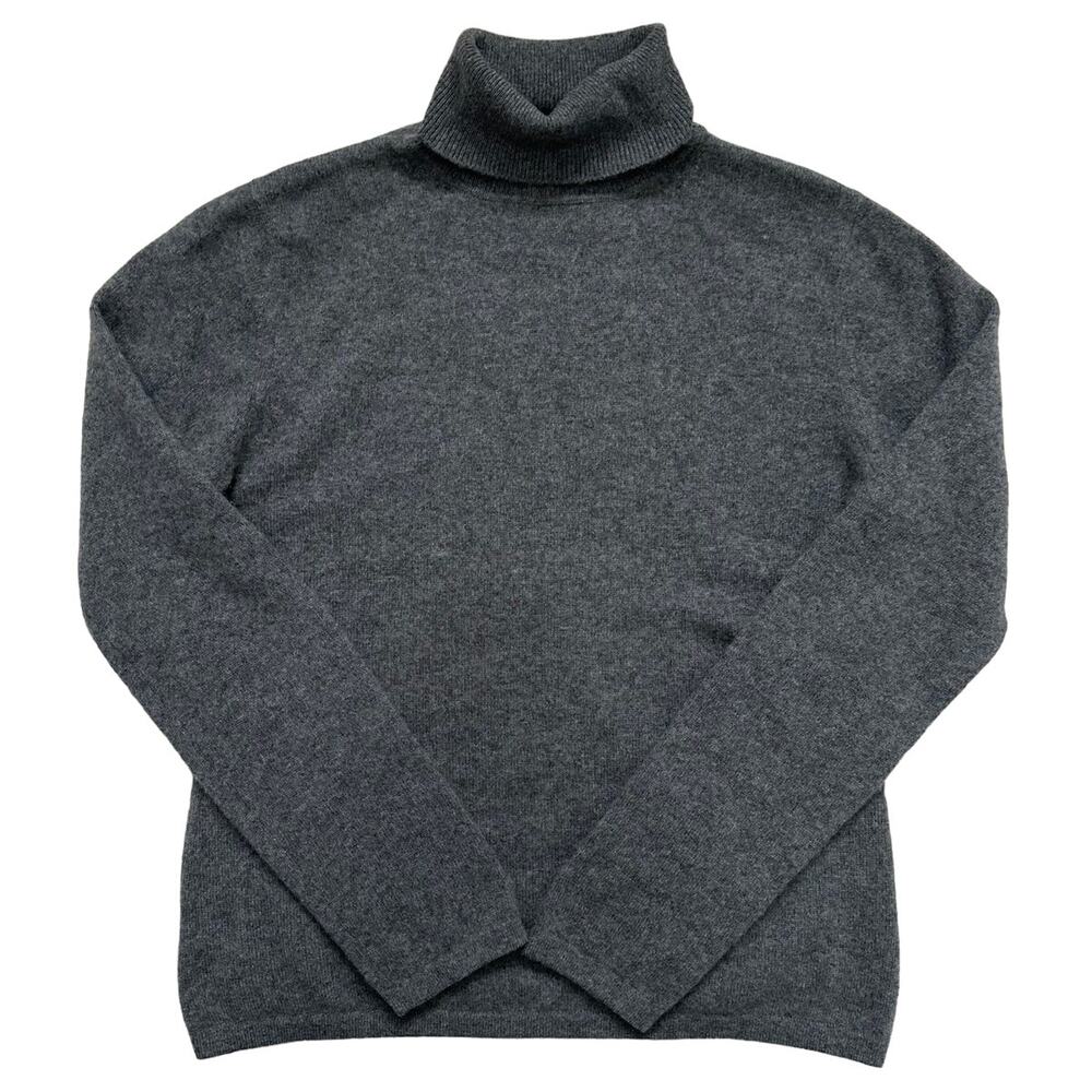 Apt 9 Medium 100% Cashmere Turtleneck Sweater Gray Quiet Luxury Minimalist Women